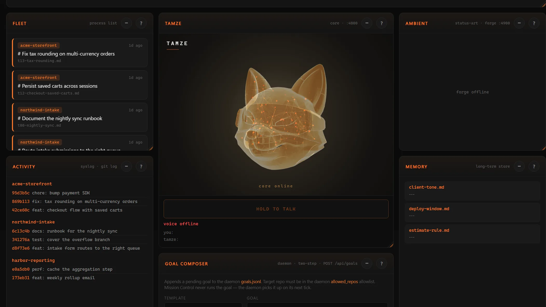 MissionControl & Daemon — Internal tool